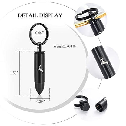 XSMZB Cremation Urn Keychain for Ashes Deer Bullet Keepsake Keychain Pendant Stainless Steel Memorial Jewelry for Women Men - color: Black
