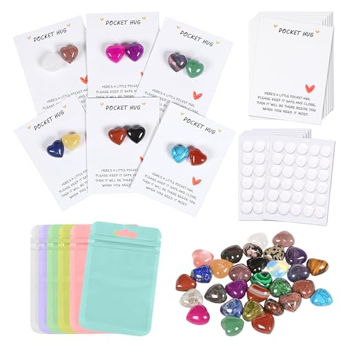 21 Sets Pocket Hug Mini Heart Worry Stone Keepsake Exchange Relationship Cards for Colleagues Family Distance Social Celebration of Life Gift - color: Mini Heart