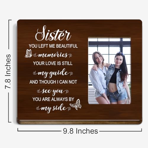Memory Gifts for Loss of Sister,Condolences Sympathy Memorial Gifts for Loss of Sister Loved One,You Are Always by Myside Sister Wood Picture Frame - style: sister-1