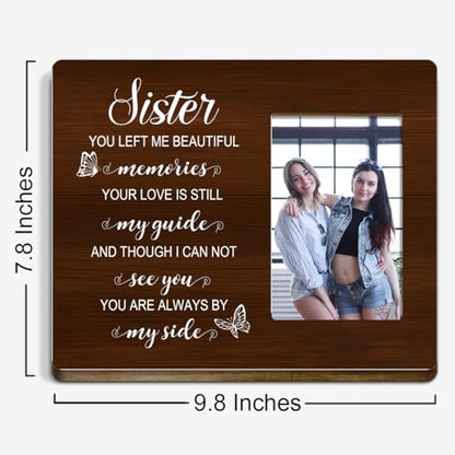 Memory Gifts for Loss of Sister,Condolences Sympathy Memorial Gifts for Loss of Sister Loved One,You Are Always by Myside Sister Wood Picture Frame - style: sister-1