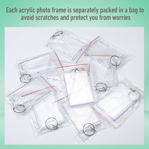 COMNICO 45Pcs Photo Keychain (2 x 3inch) Acrylic Clear Picture Frame Keychain Blank Photo Insert Keyring DIY Craft Personalised Favor Graduation Gift, Family Friends Photoes Collection Gift