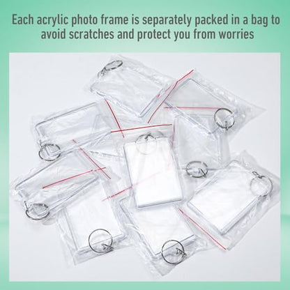 COMNICO 45Pcs Photo Keychain (2 x 3inch) Acrylic Clear Picture Frame Keychain Blank Photo Insert Keyring DIY Craft Personalised Favor Graduation Gift, Family Friends Photoes Collection Gift