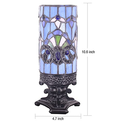 Small Tiffany Table Lamp Mini Stained Glass Desk LampBlue Baroque Style
