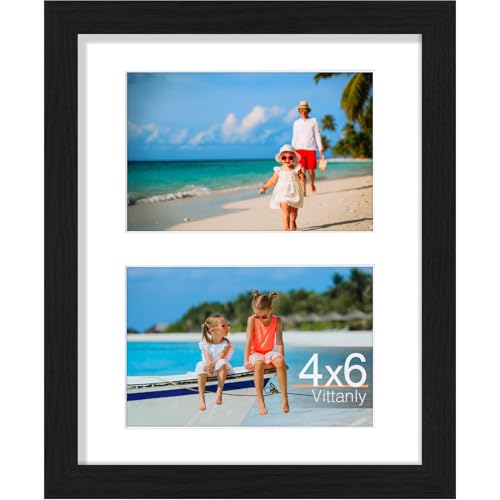 Vittanly 8x10 Collage Picture Frame, Displays 2Pcs 4x6 Pictures, Black - color: Black, size: 8x10