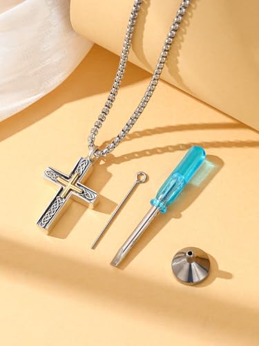 Customized Urn Necklaces for Ashes for Men Women 925 Sterling Silver Cross Necklace for Human Pets Ashes Cremation Memorial Jewelry for Keepsake - style: Celtic Cross Urn