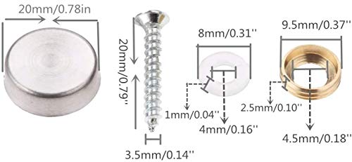 Screw Cap Covers Decorative Mirror Screws, Stainless Steel Screw Cap/Cover - size: 20mm