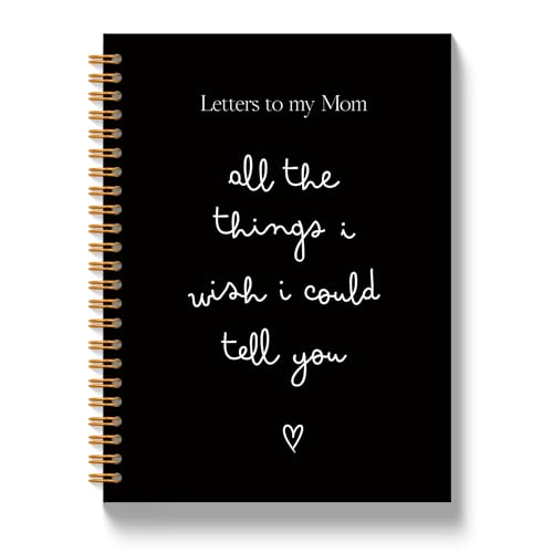 JLLBF Letters to My Mom Spiral Notebook, Black Grief Journal Notebooks for Loss of Mom, Sympathy Gifts for Loss of Mother, Remembrance Bereavement Gift Journal Notebook, 5.5x8.3 Inch - color: Black Letters Mom