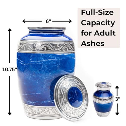 GR8 Keepsakes Classic Blue Marble-Finish Cremation Urn Set - color: Blue