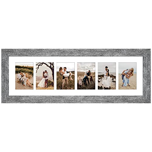 8x26 Collage Frame, 6 Open 4x6 Photo Frame Collage for Wall - color: Grey, size: 8x26 - (6 open4x6）