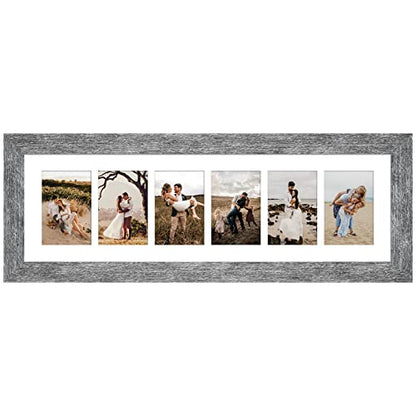 8x26 Collage Frame, 6 Open 4x6 Photo Frame Collage for Wall - color: Grey, size: 8x26 - (6 open4x6）