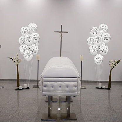 72 Pcs Memorial Balloons Set White Remembrance Funeral Celebration of Life Latex Balloon with Ribbon Love You Always Miss You Forever We Will Never Forget You Balloons Decorations 12 Inch