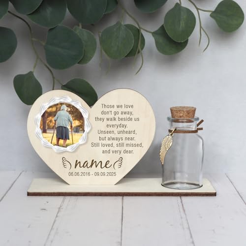 Personalized Loss of Loved One Photo Frame Memorial，Custom lock of Hair Keepsake Jar,Remembrance Bereavement Sympathy Gift for Lost Mom, Dad， Friends, Sisters, Grandparents (heart) - style: heart