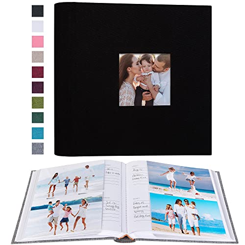 Mublalbum Small 4x6 Photo Album, 200 Pockets, Linen Cover, Black | Linen Cover with Memo Areas, Front Window, Pictures Book with Horizontal Pockets for Wedding, Family, Baby, Vacation - color: Black, size: 200 Horizontal Pockets