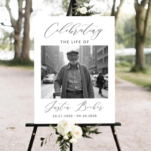 Personalized Funeral Welcome Yard Sign, Celebration of Life Decoration with Photo, Custom Memorial Display for Outdoor Ceremony, Elegant Tribute Keepsake for Family, Friends and Loved Ones #10 - color: Version #10