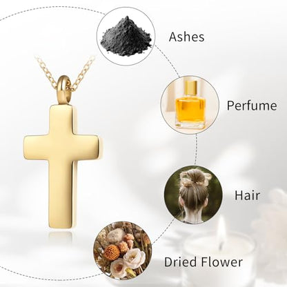 JLYY Cross Urn Necklace for Ashes Memorial Jewelry Men & Women