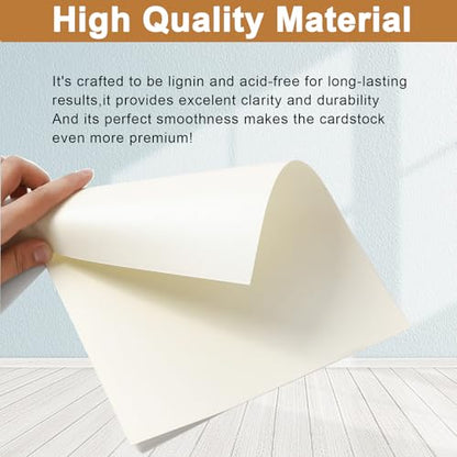 Silunkia 120 Sheets Cream Shimmer Cardstock 8.5 x 11 Off White Paper 92lb | Premium Glossy Paper Card Stock for DIY Cards Making, Wedding Invitations, Anniversaries, Business Cards, Menus - color: Cream, size: 120 Sheets