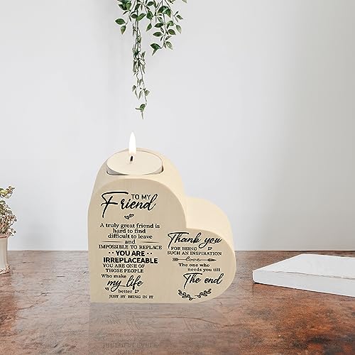 Wooden Candle Holders-to My Friend,You are IRREPLACEABLE, Thank You for Being My Unbiological Sister.Women Female Girl Friends Personalized Custom Friendship Birthday Gift - color: Friend（2）