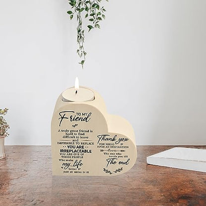 Wooden Candle Holders-to My Friend,You are IRREPLACEABLE, Thank You for Being My Unbiological Sister.Women Female Girl Friends Personalized Custom Friendship Birthday Gift - color: Friend（2）