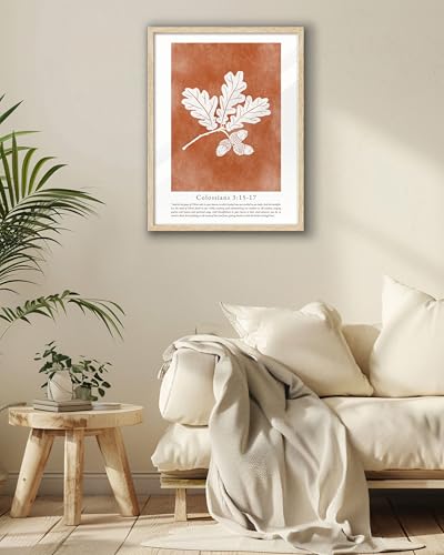 EcoHest 12x16 in Colossians Scripture Fall Botanical Christian Wall Art - color: Framed Faith, size: 16"L x 12"W