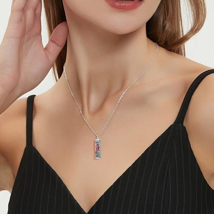 Flower Cute Animal Sterling Silver Pendant Urn Ashes Necklace for Women BF0709 - color: Bar *Cardinal 1