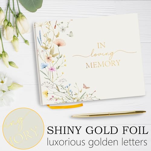 Funeral Guest Book for Memorial Service, Celebration of Life Guest Book - style: in loving memory
