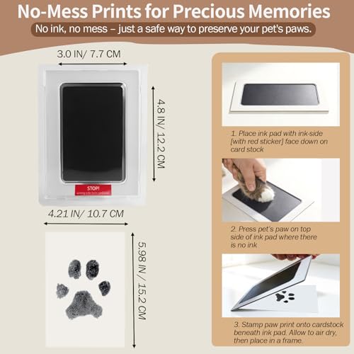 Dog Memorial Gifts for Loss of Dog, Pet Rotating Photo Frame | Wooden Frame for 4x6" Photo Double Sided, with Fur Jar, Pet Paw Print Kit , Keepsake Sympathy Gift for Dog or Cat