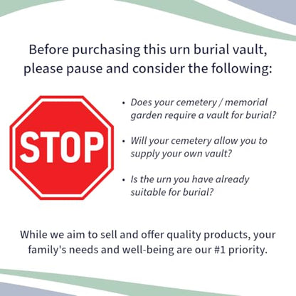 LegacyGuard Durable Polymer Burial Urn Vault for One Cremation Urn - Ground Burial Protection - Gray, Navy Blue, Green, and White - Made in the United States (Navy) - color: Navy