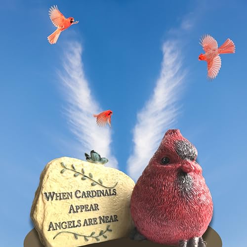 Memorial Remembrance Desktop Plaques Set of 2 – Sympathy Gifts for Loss of Loved One – “When Cardinals Appear Angels Are Near” Bereavement Signs – In Loving Memory Keepsake Desk Décor