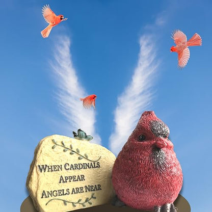 Memorial Remembrance Desktop Plaques Set of 2 – Sympathy Gifts for Loss of Loved One – “When Cardinals Appear Angels Are Near” Bereavement Signs – In Loving Memory Keepsake Desk Décor