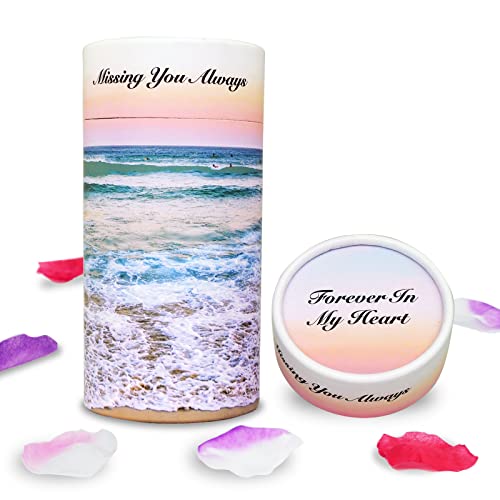 Small Biodegradable Paper Scattering Tube Urn for Human & Pet Ashes | Paper Made ECO Friendly, Airplane Safe & TSA Recommended, Small Cremation Urn, 40 lbs Capacity, Ocean Sunset Pattern - color: Ocean-sunset, size: Small（Pack of 1）