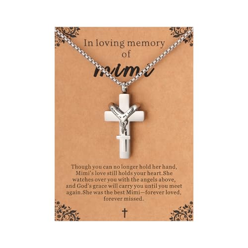 Cremation Cross Necklace for Ashes Cross Urns Locket Pendant Ashes Holder Stainless Steel Memorial Jewelry - style: Miss You Mimi