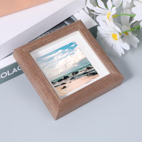 3.5x3.5 Shadow Box Picture Frame, Small Shadow Box Solid Wood Picture Frame ShadowBox Display Case Pictures Frames Hang Memory Boxes Sports Memorabilia, Awards, Medals, Wedding, Tickets and Photos