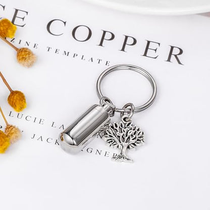Gredstar Cremation Urn Keychain for Ashes, Cylinder Memorial Keepsake - color: Tree of Life