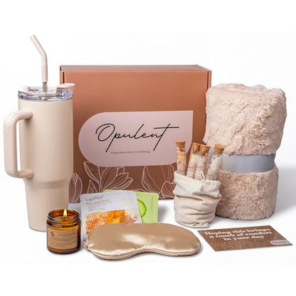 Opulent Self Care Spa Gift Box for Women - Thoughtful Get Well Gift - color: Mocha Mousse