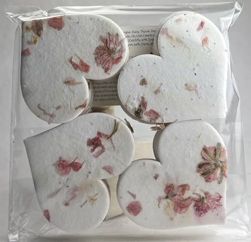 Of The Earth Handmade Paper - Wildflower Seed Paper Large Hearts - Recycled Flower Petals - Bulk Set of 100 (24s Pink Petal) - color: 24s Pink Petal