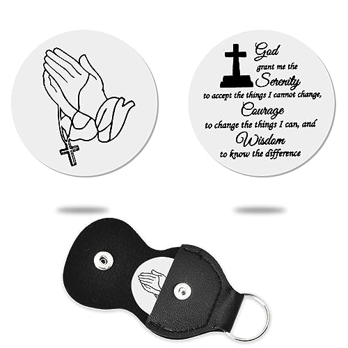 Sisadodo Pocket Hug Token Long Distance Relationship Keepsake Gifts for Women Birthday Christmas Gifts With Leather Keychain - color: God Grant Me the Serenity