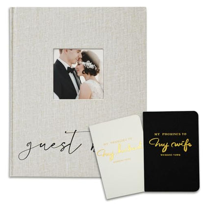 Vienrose Polaroid Guest Book 10x8 Inch Hardcover 120 Pages Simple Gift Set - style: Minimalist Guest Book+Vow Books