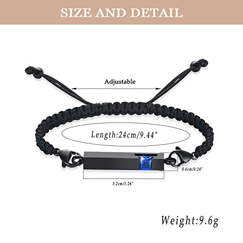 XSMZB Urn Bracelet for Ashes Stainless Steel Crystal Cube Cremation Bangle Locket Memorial Ashes Holder Keepsake for Women Men - color: Black-Blue