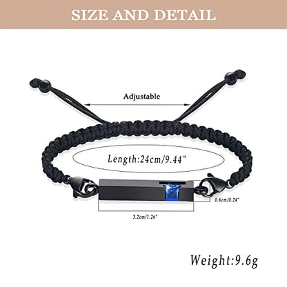 XSMZB Urn Bracelet for Ashes Stainless Steel Crystal Cube Cremation Bangle Locket Memorial Ashes Holder Keepsake for Women Men - color: Black-Blue