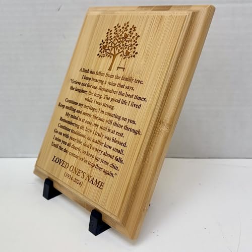 Personalized “A Limb Has Fallen” Sympathy Gift Memorial Plaque – Remembrance Gift for Loss of Loved One – Customizable Bereavement Gift – In Loving Memory Keepsake (Bamboo, 7x9 inch) - size: 7x9 inch