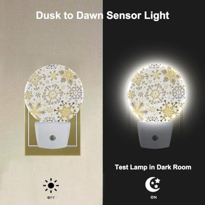 Christmas Holiday Night Light White Golden Snowflakes Stars Plug-in Nightlight Energy Saving 0.5W LED Lighting for Boys Girls Men Women - color: Golden Snowflakes