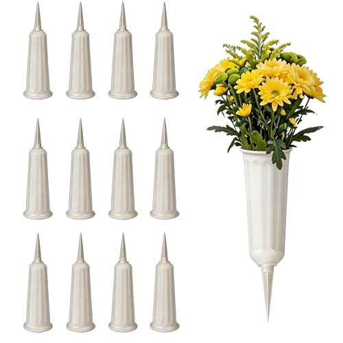 12 Pack Cemetery Vases for Grave with Ground Spikes