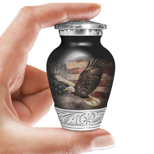 American US Flag Patriotic Eagle Urn for Human Ashes | Keepsake Handcrafted Funeral Memorial | Decorative Cremation Urn for Women and Men - color: Eagle, size: Small