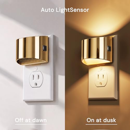 L LOHAS LED Night Lights Plug into Wall, Dimmable Night Light 2 Pack | Plug in Night Light with 3 Level Brightness, 3000K Soft White, Gold Housing - color: Gold