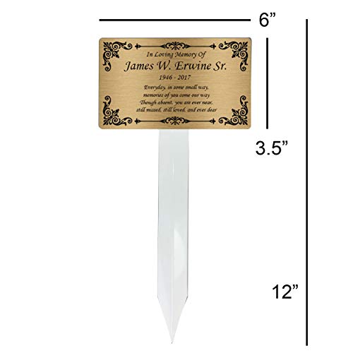 Personalized Memorial Plaque Stake, Grave Marker (Gold/Black) - color: Gold/Black