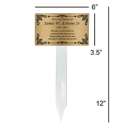 Personalized Memorial Plaque Stake, Grave Marker (Gold/Black) - color: Gold/Black