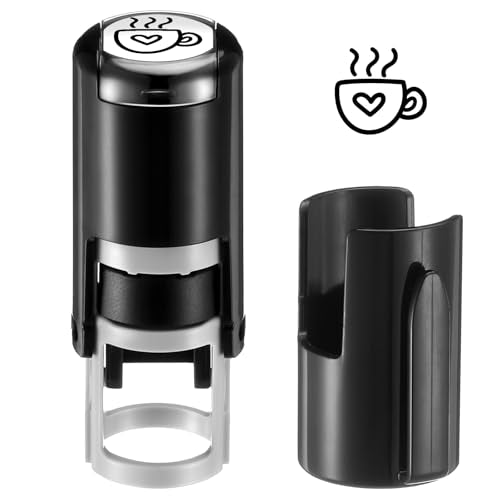 Supervitae 2 Pack Hot Coffee Cup Print Stamps Ink Stamper,Black | Mini Coffee Cup Self Inking Stamps for Classroom Party Educational Learning Activities Craft Supplies - color: Black, style: Coffee Cup