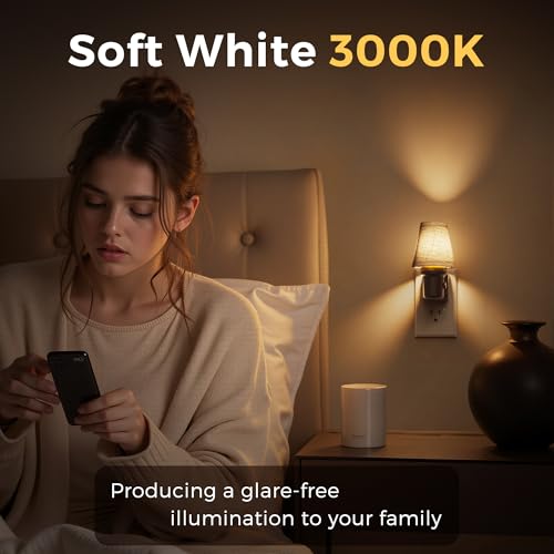 L LOHAS LED Night Lights Plug into Wall, Linen Fabric Night Light - color: Round Platform-3000K, size: 2 Pack