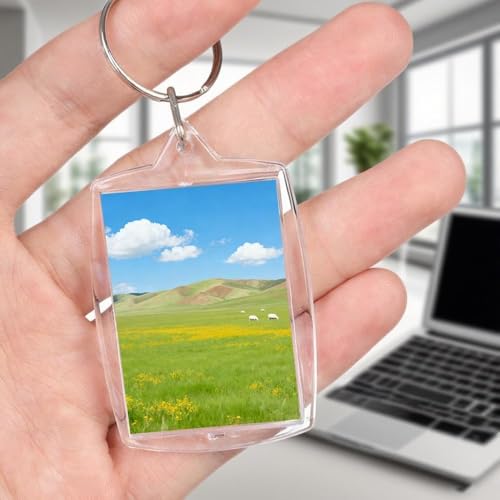 Acrylic Photo Frame Keyring, 20 Clear Picture Keychain Holder with Split Ring, Photo Insert Keychains Holder for Custom Frame, DIY Crafts, Personalized Gifts, Artworks 1.26 * 1.8 Inch