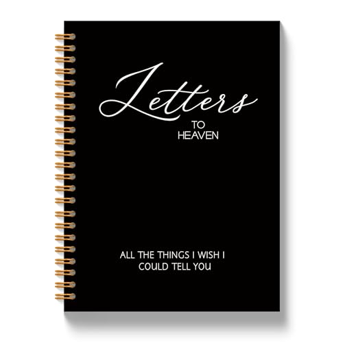 JLLBF Letters to Heaven Notebook Journal 5.5x8.3, Grief Journal for Women, Memorial Sympathy Gifts for Loss of Loved One, Remembrance Bereavement Gifts Spiral Hardcover Notebook - color: Black Letters Heaven
